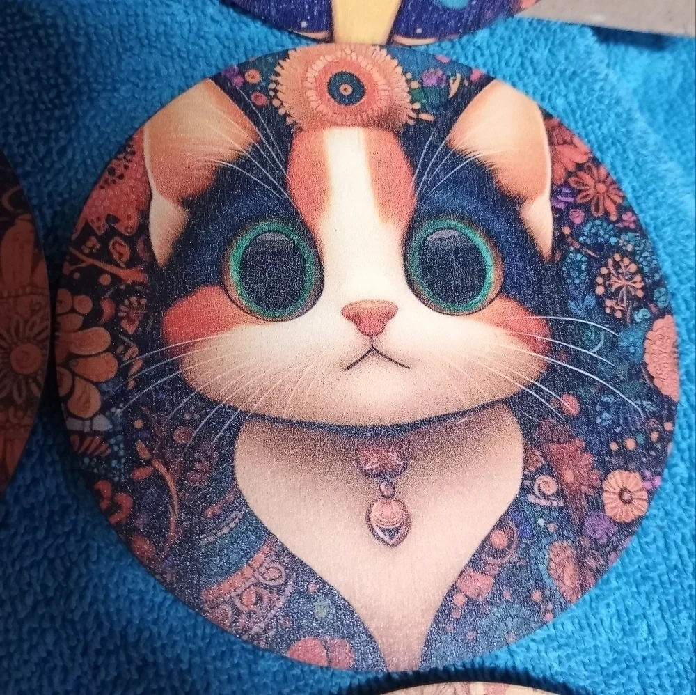 Cute Cat Coasters Set Of 6